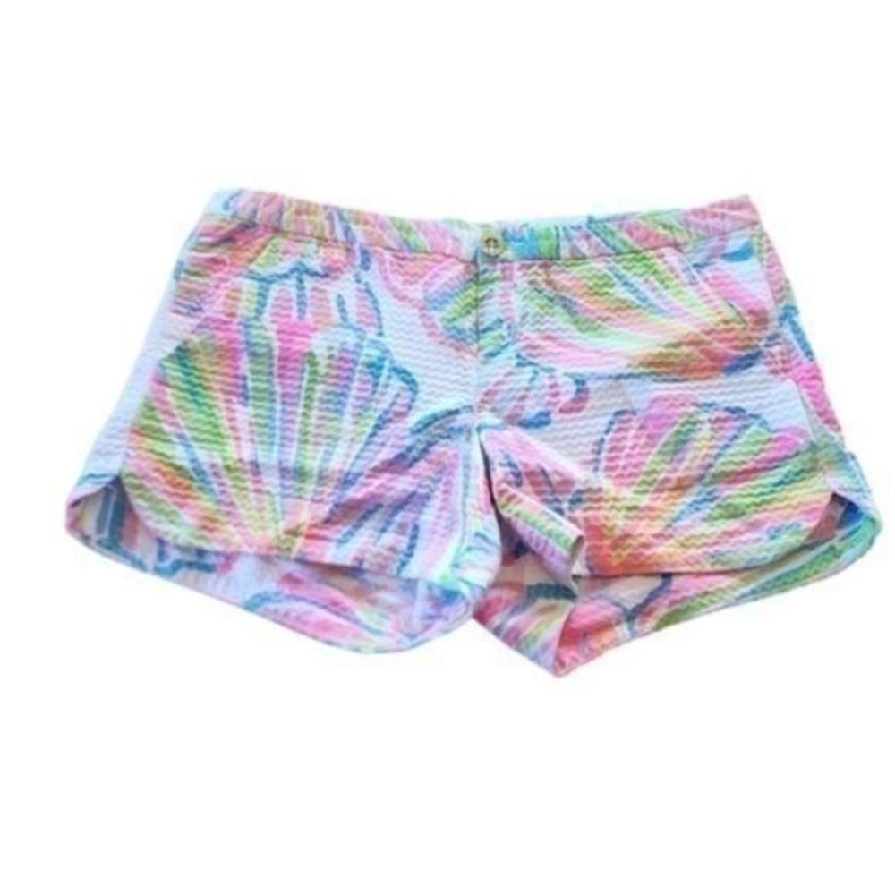 Lilly Pulitzer neon pink green Blue Tropical Seashell Beach Vacation shorts sz 0